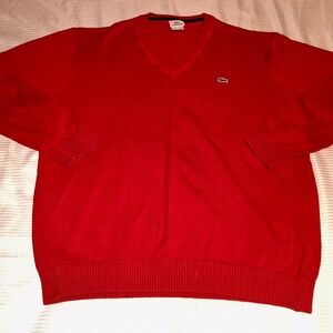 Lacoste Men's Monochrome Cotton V-neck Sweater Mens XL. nuce